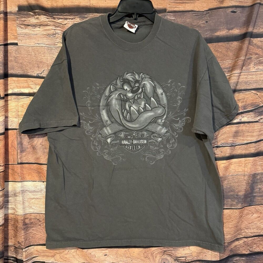 VTG Harley Davidson Looney Tunes Shirt Amarillo TX Tripp's Taz Biker Hanes XL